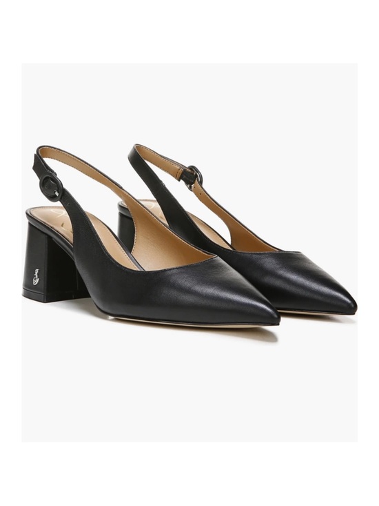 Sam Edelman Shoes - Sam Edelman Petra - Black Pointed-Toe Slingback Block Heel Pumps